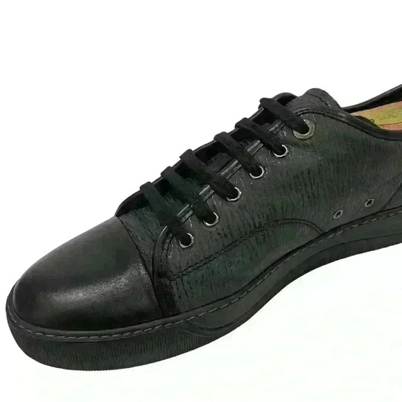 Lanvin Mens Sneakers DBB1 Black Patent  And Épi Leather Cap Toe Low Top Size 9 - Picture 10 of 16